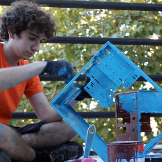 Pintado de raquets para armado de la Puerta verde
